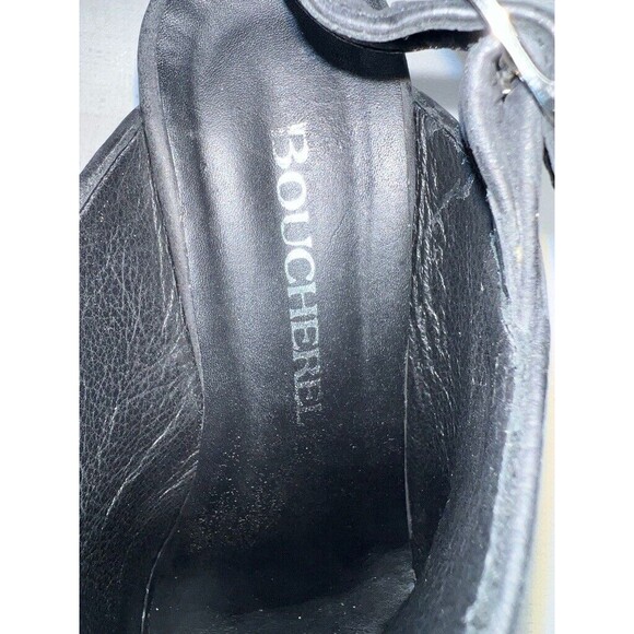 Black Leather Slingback Chunky Platform Mules Clogs Sz. 38/7 - Picture 5 of 8